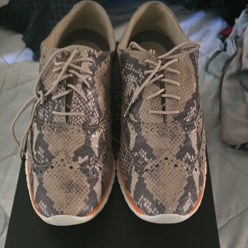 Cole Haan Snake Print Athletic Shoes - Tan and Gray